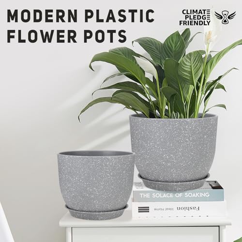 YNNICO Plant Pots 12/10/9 inch Set of 3, with Multi Mesh Drainage Holes - color: Gray, size: 12/10/9 inch
