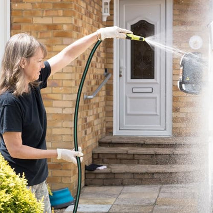 M METERXITY Garden Hose 5/8 Inch x 8 FT, Flexible PVC Leader Hose, Leakproof Water Hose with Swivel Handle, Male to Female Fittings, Burst 600 PSI [Black Green] - size: 8 FT, style: Male to Female