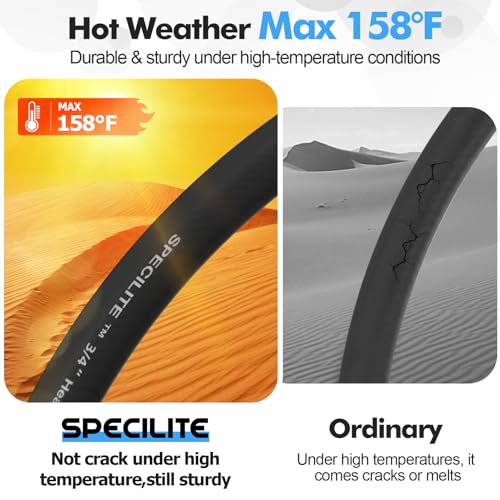 SPECILITE 3/4" Hot/Cold Garden Water Hose 50 ft, -50℉-158℉, Black - size: 3/4in x 50ft