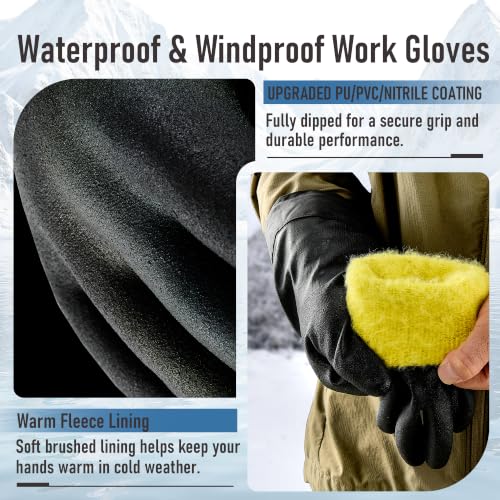 COOLJOB Long Sleeve Waterproof Winter Freezer Gloves for Men Women, S-XL - color: Black, size: Large