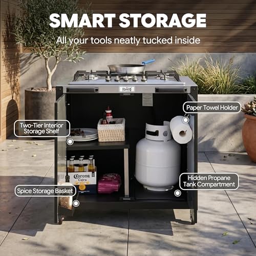 Feasto Modular Outdoor Kitchen Island with 5-Burner Gas Stove and Storage - size: Outdoor Gas Stove