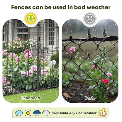 DurayLoly 5 Panels Garden Fence with Gate, 39.5" H Tall Animal Barrier - size: 5 Panels 39.51in (H) X 11.54ft (L)-With Gate