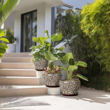 10+8+6 Inch Plant Pot, Ceramic Pots for Plants, White Leopard - color: Leopard White