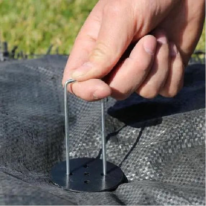 AAGUT Landscape Staples 6 Inch with Gaskets, Galvanized Garden Stakes - size: 6'' x 50Pcs-11Ga With Gaskets
