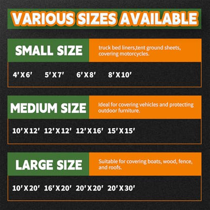 RAINDEWAY Small Tarps 4x6 Feet Waterproof,9Mil Green/Black Tarp Cover - color: Green/Black, size: 4x6 Feet-Finished size
