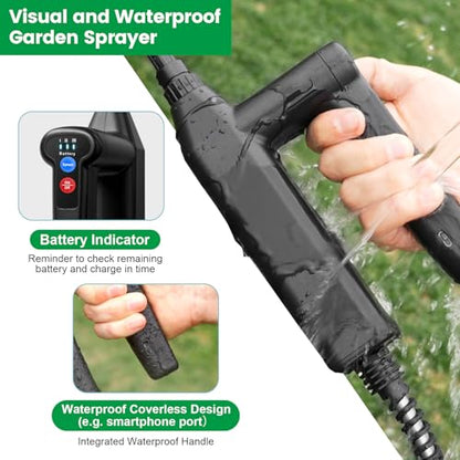 Battery Powered Sprayer 2 Gallon, 2026 Upgrade Electric Sprayer with 3 Adjustable Speed, Battery Indicator, 4 Mist Nozzles, Rechargeable Retractable Wand with Adjustable Shoulder Strap for Lawn Garden - color: Green