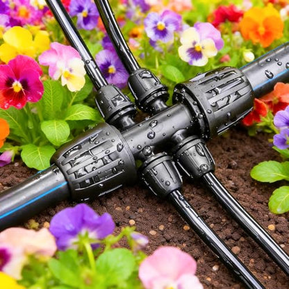 13 Pack 1/2 Inch to 1/4 Inch Drip Irrigation Fittings, 1/2" (1/2" ID x 0.65" OD) to 1/4" Drip Line Reducing Tee 1/2" x 1/4" 6 Way Splitter Connectors for Garden Irrigation System - size: 1/2" x 1/4" 6 Way Splitter