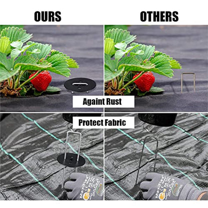 6-Inch Galvanized Landscape Staples, U-Shaped Garden Landscape Pins, Weed Barrier Stakes with Plastic Fixing Caps, for Securing Fences, Outdoor Wires Cords Tents Tarps (20 pcs) - size: 20Pcs