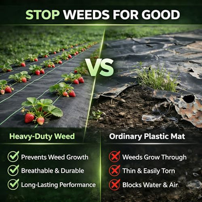 Garden Weed Barrier Fabric, Heavy Duty Landscape Fabric, Ground Cover Weed Blocker Cloth, Landscaping Fabric for Garden, Vegetable Beds, Path Way (WBF-4ft x 300ft) - size: 4ft x 300ft