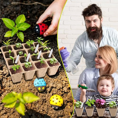 32 Packs of 512 Cells Seed Starter Trays Biodegradable Seedling Sets Organic Plant Seedling Trays with Holes Plant Starter Kit for Herb Seed Starter