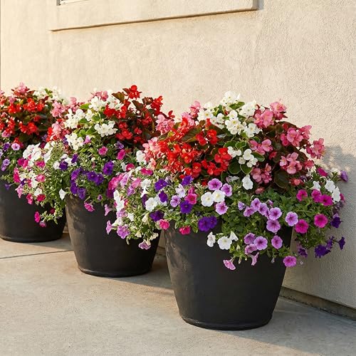Sunnydaze Anjelica 20'' Large Plastic Planter Pot for Plants, Black - color: Matte Black, size: 20 in
