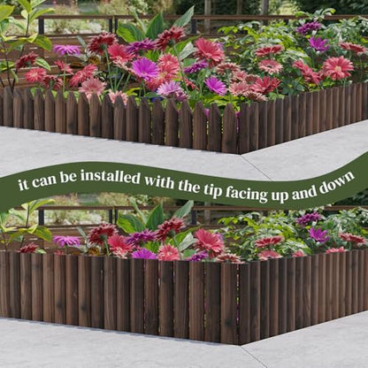 Garden Border Edging Wood Fence Landscape Edging Border Wooden Landscape Edging Decorative Garden Edging Lawn Edging Fence Flexible Garden Edging-15.7" H x 47.2" L (3PACK, 12Ft Total Length)