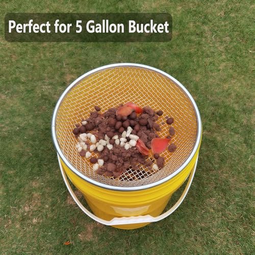 3 Pack Soil Sifter for Gardening, Heavy Duty Galvanized Steel Compost Sieve, Round Garden Sifter for 5 Gallon Bucket, 3 Mesh Sizes (1/8", 1/4", 3/8") - size: 1/4 Inch+1/8 Inch+3/8 Inch