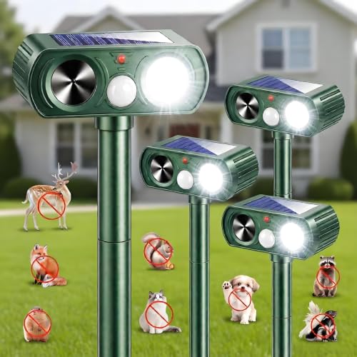 Solar Ultrasonic Animal Repellent Outdoor, Deer Repellent Devices (4-Pack) - size: 4-Pack