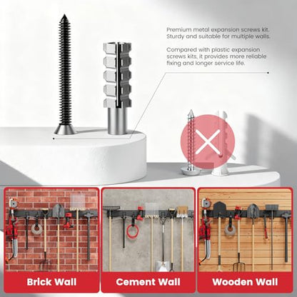 49.5" Heavy Duty Wall Mounted Garage Tool Organizer – 3 Panels & 9 Adjustable Hooks, 690 lbs Load Capacity, Modular Storage for Efficient Tool Organization, Easy Install in Garage, Garden, 14 Pack - size: 49.5in | 3Panels + 9Hooks