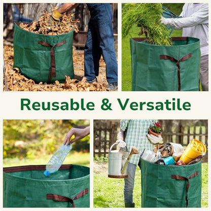 GreatBuddy Lawn Bag, 40 Gallon Yard Waste Bags, Heavy Duty PP Garden Leaf Bags for Leaves, Grass and Debris, Reusable & Foldable Leaf Collector with Handles, Wide Opening and Self-stand Design, 2 Pack - size: 40gal-2 packs, style: Dust-Pan
