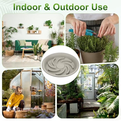 M METERXITY 2-Pack Plant Saucer, 10.4 Inch/ 26.5cm Plastic Plant Trays Thicker for Pots/Indoor/Outdoor/Water Drainage and Protection, Flowerpot Drip Tray [Grayish White] - size: 10.43 in