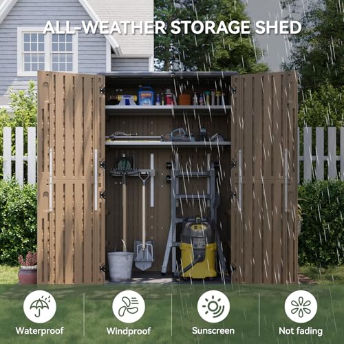 Aoxun Outdoor Storage Shed with Floor, 64 Cu.Ft Outdoor Storage Cabinet - size: 64 Cu.Ft w/No Shelves