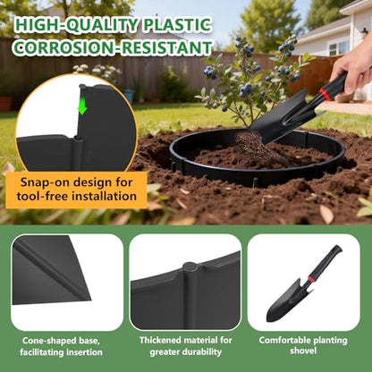 48PCS Planting Grow Rings with Shovel Black Garden Rings for Plants