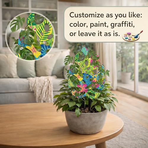 Junkin 3 Pcs 11.2 Inch Wooden Monstera Leaf Trellis, Indoor Climbing Plant Support for Potted Plants Pothos Ivy Hoya Vines, Small Garden Stake for Houseplants