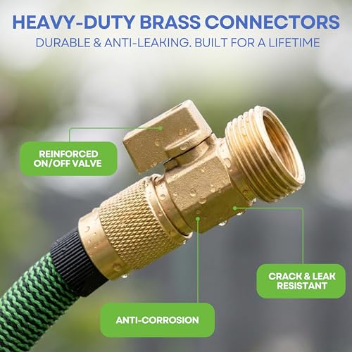 J&B XpandaHose 100ft Expandable Garden Hose, Lightweight, Brass Connectors - color: Green/Black, size: 100ft