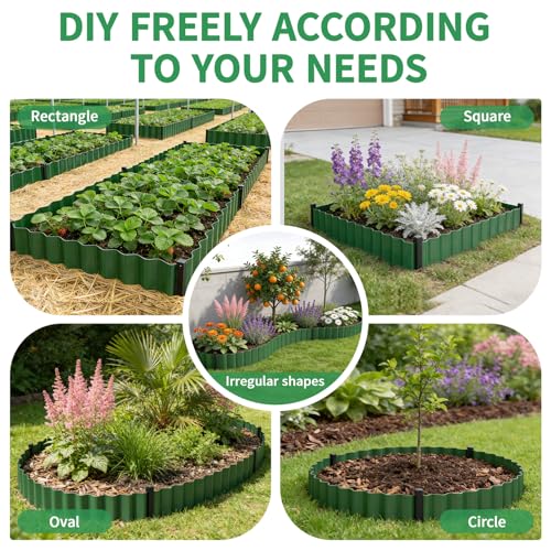Garden Edging, 6"×29.5' Flexible Landscape Edging Border with 16 Stakes, Garden Lawn Border for Flower Beds, Lawn, Paver Edging, Tree Rings DIY Landscaping, 2 Pack