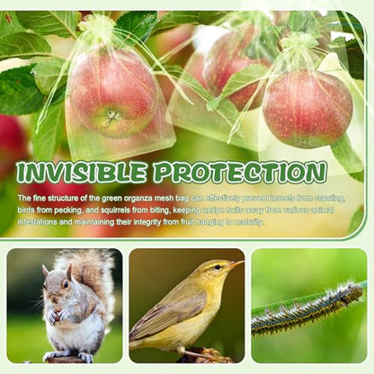 SATINIOR 160 Pcs Multi‑Size Fruit Protection Bags Green Netting Bags