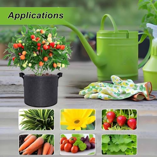 3 Gallon Grow Bags Set of 5,Thickened 300G Non-Woven Fabric Pots for Plants Outdoor - Reinforced Handles, Tear-Resistant Planter Pots Black Pot for Vegetables, Flowers, Gardening Supplies - size: 3 Gallons