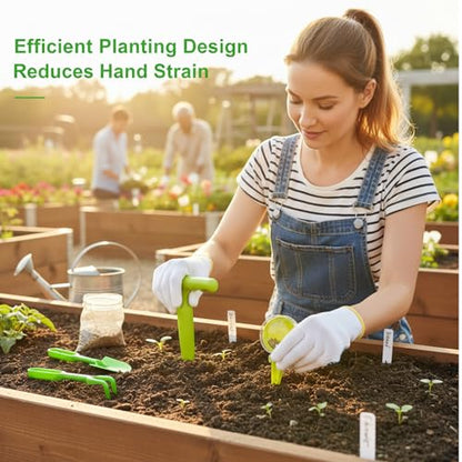 Seed Planter Tool, 17-Piece Gardening Kit with Seed Planter, Dibber, and Plant Labels, Ideal for Indoor and Outdoor Planting, Made of Durable Plastic Materials