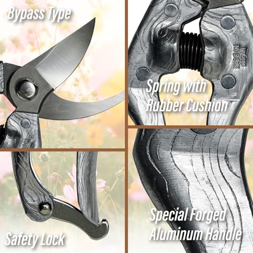 SUIZAN Bypass Pruning Shears 8.3" - Japanese Hand Pruners Garden Scissors - style: 8.3 Inch (210mm) Aluminum Handle Pruner