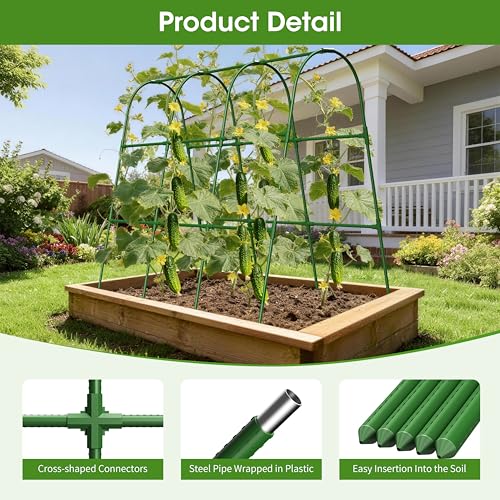 Cucumber Trellis for Raised Bed,U-Shape Garden Trellis for Climbing Plants Outdoor, Metal Arch Vegetables Trellis, Plant Support for Vine (Green, 47.2x47.2 X21.6) - color: Green, size: 47.2"Lx21.6"Wx47.2"H-Medium