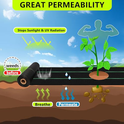 Weed Barrier Fabric Heavy Duty 6ft x 300ft, Garden Weed Landscape Fabric, Ground Cover Weed Blocker Cloth, Landscaping Fabric for Garden, Vegetable Beds, Driveway (WBF-6ft x 300ft) - size: 6ft x 300ft