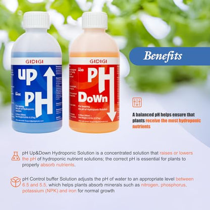 Hydroponics pH Up Down Solution pH Control Kit pH Adjuster