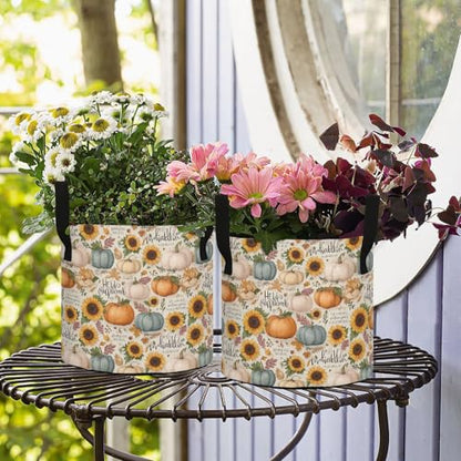 3 Gallon Grow Bags 1 Pack Plant Fabric Pots Flower Nursery Garden Vegetable Small Plant Pot 9.7 x 9.8 in Large Indoor Planter with Handles Beige Pumpkin Sunflower Autumn Classic - color: Beige Pumpkin Sunflower Autumn Classic, size: S9.7x9.8in