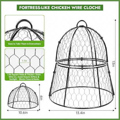 Decoroca 2 PCS Garden Cloches for Plants - Chicken Wire Plant Protectors - size: 2pcs-13.4x13in