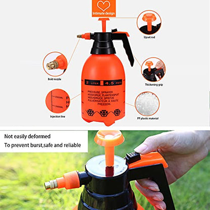 Garden Pump Sprayer 68oz/0.5Gallon Hand-held Orange-2Pcs FKM Gasket