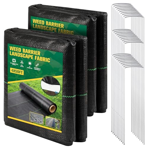 ondware Weed Barrier Landscape Fabric 4FT x 100FT, 30 Stakes - size: 4FT x 100FT