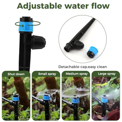 30 PCS Drip Irrigation Emitters with Stakes, 1/4 in Push-to-Connect Drippers, Adjustable 360° Water Output for Garden and Plant Watering(Color:Bule) - color: Bule