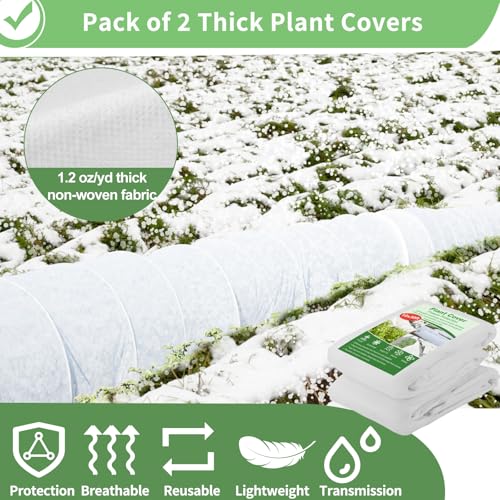 SPORTYOUTH 2Pcs Plant Covers Freeze Protection Garden Frost Cloth 10x30ft
