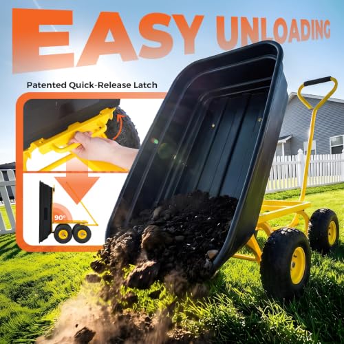 Sekey Heavy-Duty Garden Dump Cart, 600 lb Capacity, Black/Yellow - color: Black, size: 600lbs
