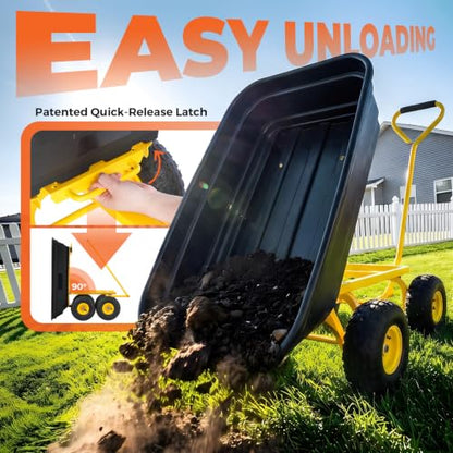 Sekey Heavy-Duty Garden Dump Cart, 600 lb Capacity, Black/Yellow - color: Black, size: 600lbs