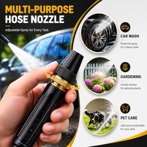 High Pressure Hose Nozzle Set, Heavy Duty Adjustable Water Gun with Dual Connector, Garden Hose Sprayer for Car Wash, Outdoor Cleaning, Lawn Watering and Patio Care (Pacifier Interface*2) - color: Pacifier Interface*2