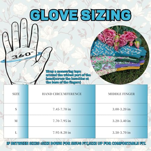 Thornproof Rose&Cactus Gardening Gloves,Gauntlet Garden Glove,Gifts - color: Lake-blue Flower, size: Large
