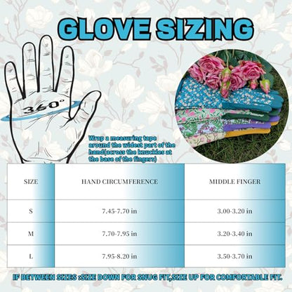 Thornproof Rose&Cactus Gardening Gloves,Gauntlet Garden Glove,Gifts - color: Lake-blue Flower, size: Large