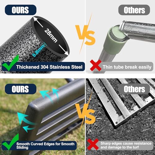 Professional Lawn Leveling Rake 30x10 Heavy Duty - Oversized Leveling Tool with 80" Stainless Steel Handle, Foldable Landscape Grading Rake for Soil Sand Topdressing & Seeding - size: 30x10"(Foldable), 80"