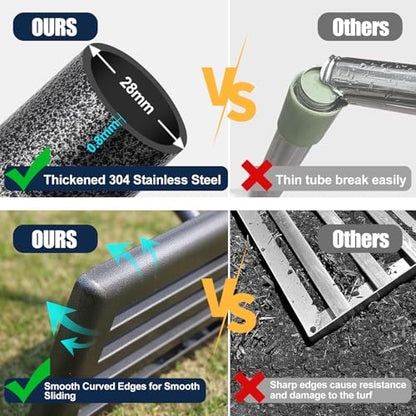 Professional Lawn Leveling Rake 30x10 Heavy Duty - Oversized Leveling Tool with 80" Stainless Steel Handle, Foldable Landscape Grading Rake for Soil Sand Topdressing & Seeding - size: 30x10"(Foldable), 80"