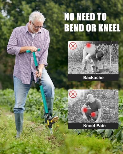 39" Weed Puller Tool, Heavy Duty Detachable Stand Up Garden Weeding Tool - color: Common Teal, size: T-shaped Handle