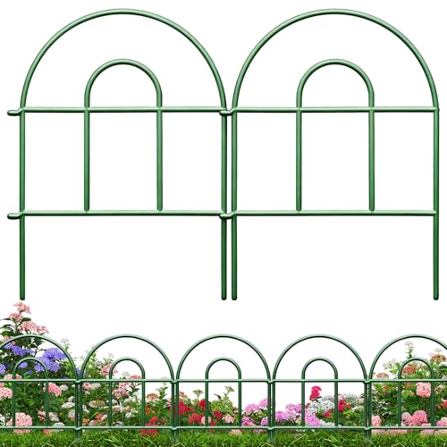Decorative Garden Fence 43.33ft x 17in - 40 Pack Rustproof Metal No Dig Fence Animal Barrier, Arched Bed Edging Classic Style Wire Border Panel Fencing for Yard Patio Outdoor Decor, Green - color: Green, size: 40pc 43.33 ft(L) X 17 in(H)
