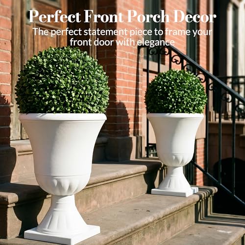 Worth 2-Pack Large White Urn Planters, 15.5" x 22" Tall Outdoor Flower Pots - color: White