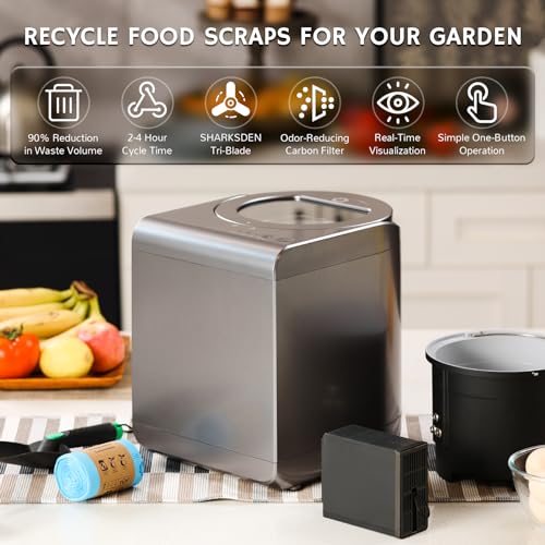 Airthereal R500-V Electric Composter, Visual Glass Cover, 2.5L, Gray - color: Gray, size: Visual Glass Cover